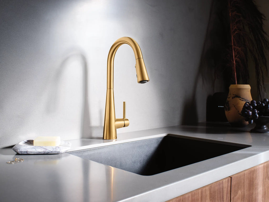 MOEN 7864BG Sleek One-Handle High Arc Pulldown Kitchen Faucet - Brushed Gold