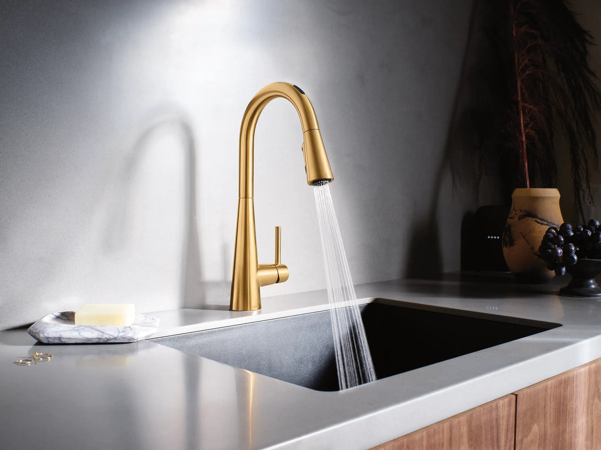 MOEN 7864EVBG Sleek Smart Pulldown Touchless Kitchen Faucet - Brushed Gold