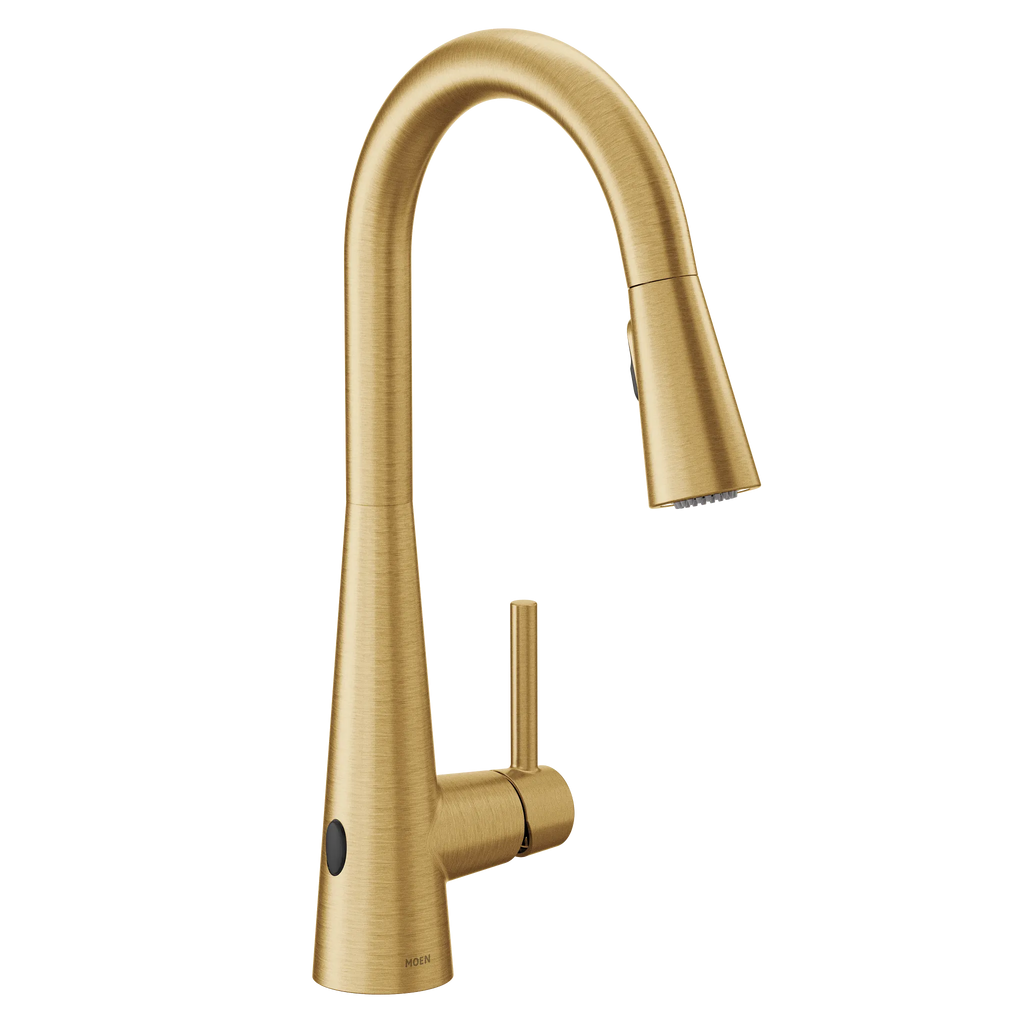 MOEN 7864EWBG Sleek Motionsense Wave One-Handle Pulldown Touchless Kitchen Faucet - Brushed Gold