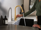 MOEN 7864EWBG Sleek Motionsense Wave One-Handle Pulldown Touchless Kitchen Faucet - Brushed Gold