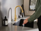 MOEN 7864EWBG Sleek Motionsense Wave One-Handle Pulldown Touchless Kitchen Faucet - Brushed Gold