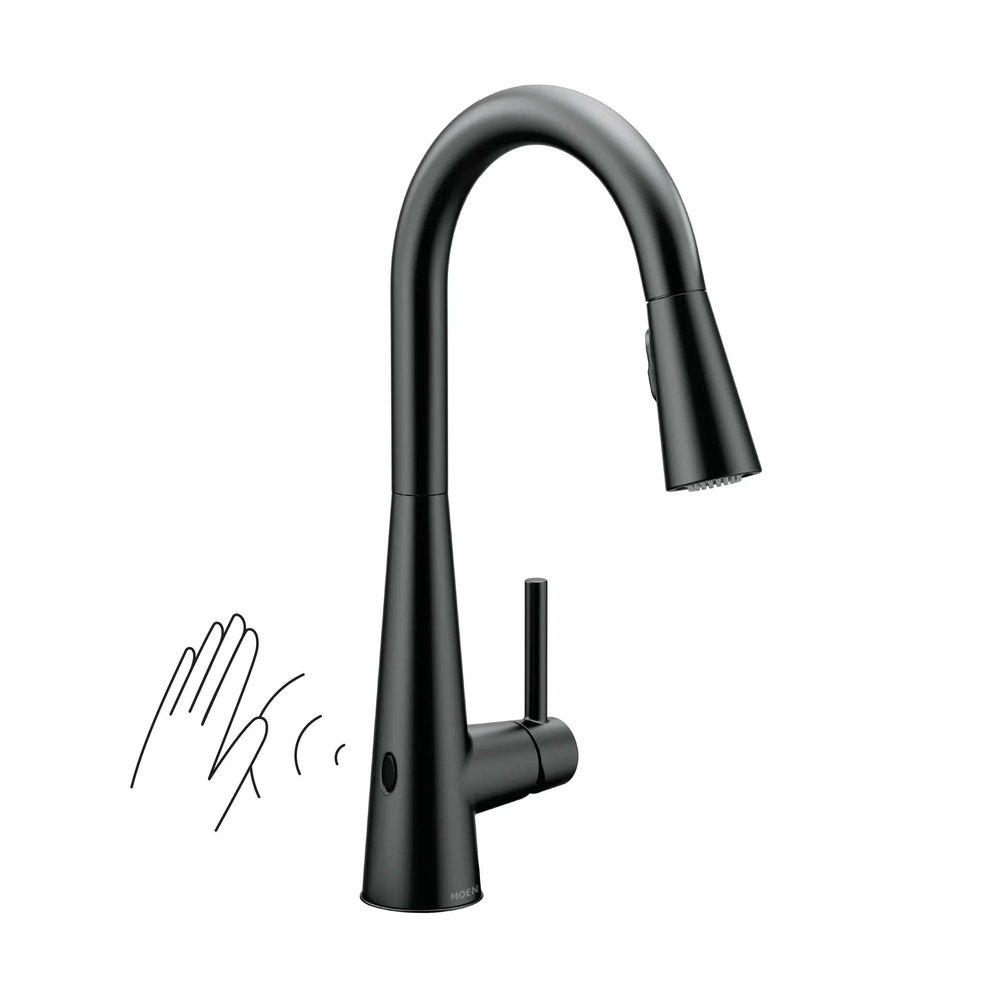 MOEN 7864EWBL Sleek Motionsense Wave One-Handle Pulldown Touchless Kitchen Faucet - Matte Black