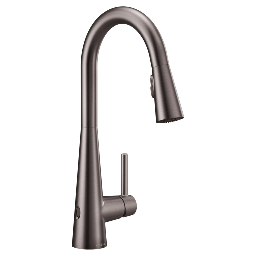 MOEN 7864EWBLS Sleek Motionsense Wave One-Handle Pulldown Touchless Kitchen Faucet - Black Stainless