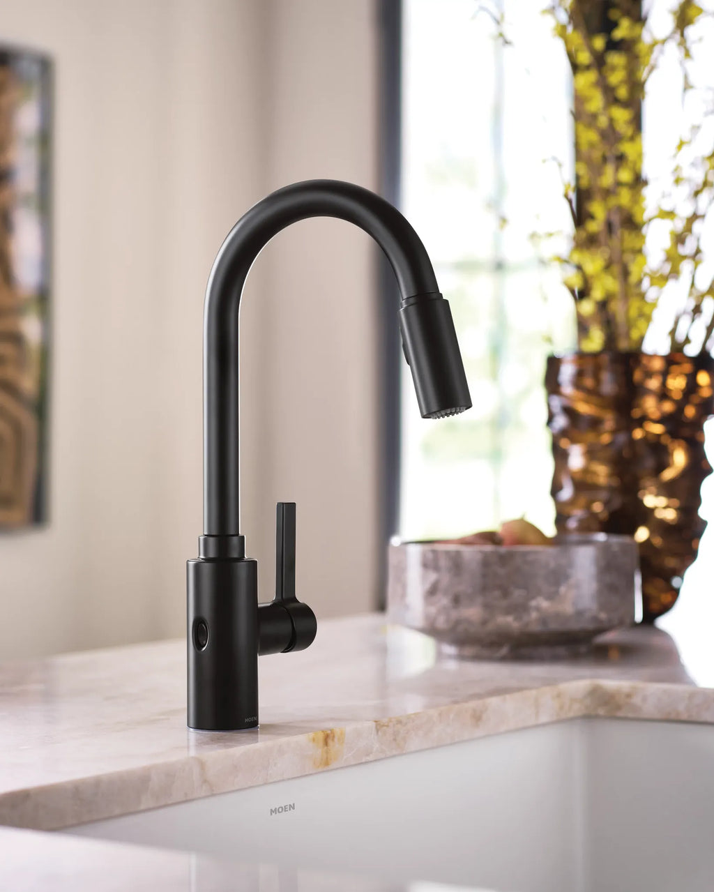 MOEN 7882EWBL Genta Lx Motionsense Wave One-Handle Pulldown Touchless Kitchen Faucet - Matte Black