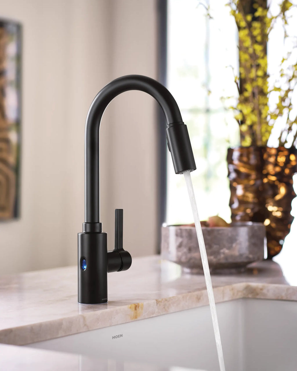 MOEN 7882EWBL Genta Lx Motionsense Wave One-Handle Pulldown Touchless Kitchen Faucet - Matte Black
