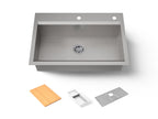 KOHLER K-80084-2PC-NA Task 33" Top-/Undermount Single-Bowl Workstation Kitchen Sink - Stainless Steel