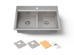 KOHLER K-80085-1PC-NA Task Smart Divide Smart Divide 33" Top-/Undermount Double-Bowl Workstation Kitchen Sink - Stainless Steel