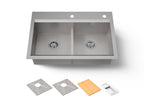 KOHLER K-80085-2PC-NA Task Smart Divide Smart Divide 33" Top-/Undermount Double-Bowl Workstation Kitchen Sink - Stainless Steel
