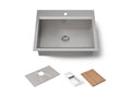 KOHLER K-80086-1PC-NA Task 27" Top-/Undermount Single-Bowl Workstation Kitchen Sink - Stainless Steel