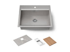 KOHLER K-80086-1PC-NA Task 27" Top-/Undermount Single-Bowl Workstation Kitchen Sink - Stainless Steel