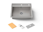 KOHLER K-80086-2PC-NA Task 27" Top-/Undermount Single-Bowl Workstation Kitchen Sink - Stainless Steel
