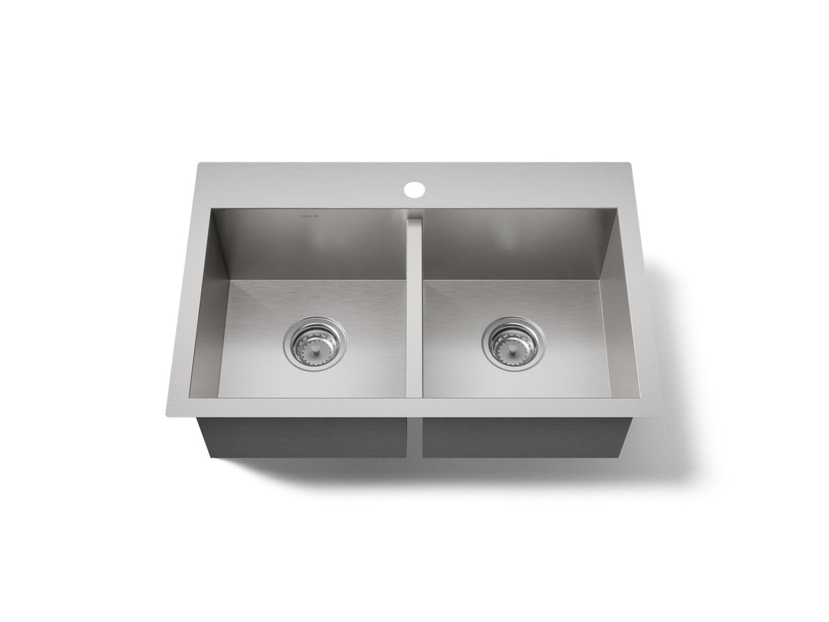 KOHLER K-80167-1-NA Vault 30-1/2" top-/undermount double-bowl kitchen sink - Stainless Steel