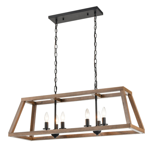 ELK SHOWROOM 81417/6 Barrow 36'' Wide 6-Light Linear Chandelier - Matte Black