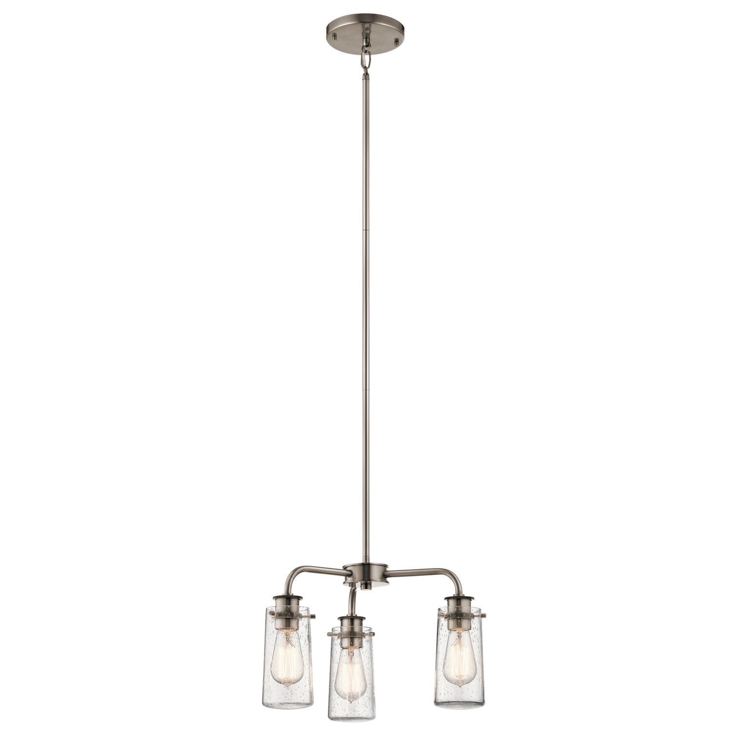 KICHLER 43057CLP Braelyn 11.25" 3 Light Mini Convertible Chandelier Or Semi Flush With Clear Seeded Glass Classic Pewter