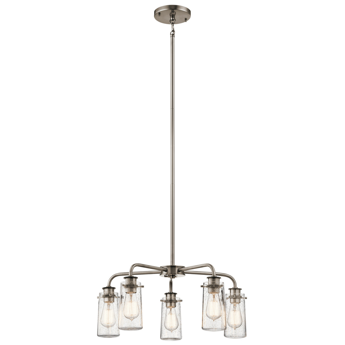 KICHLER 43058CLP Braelyn 11.25" 5 Light Chandelier With Clear Seeded Glass Classic Pewter