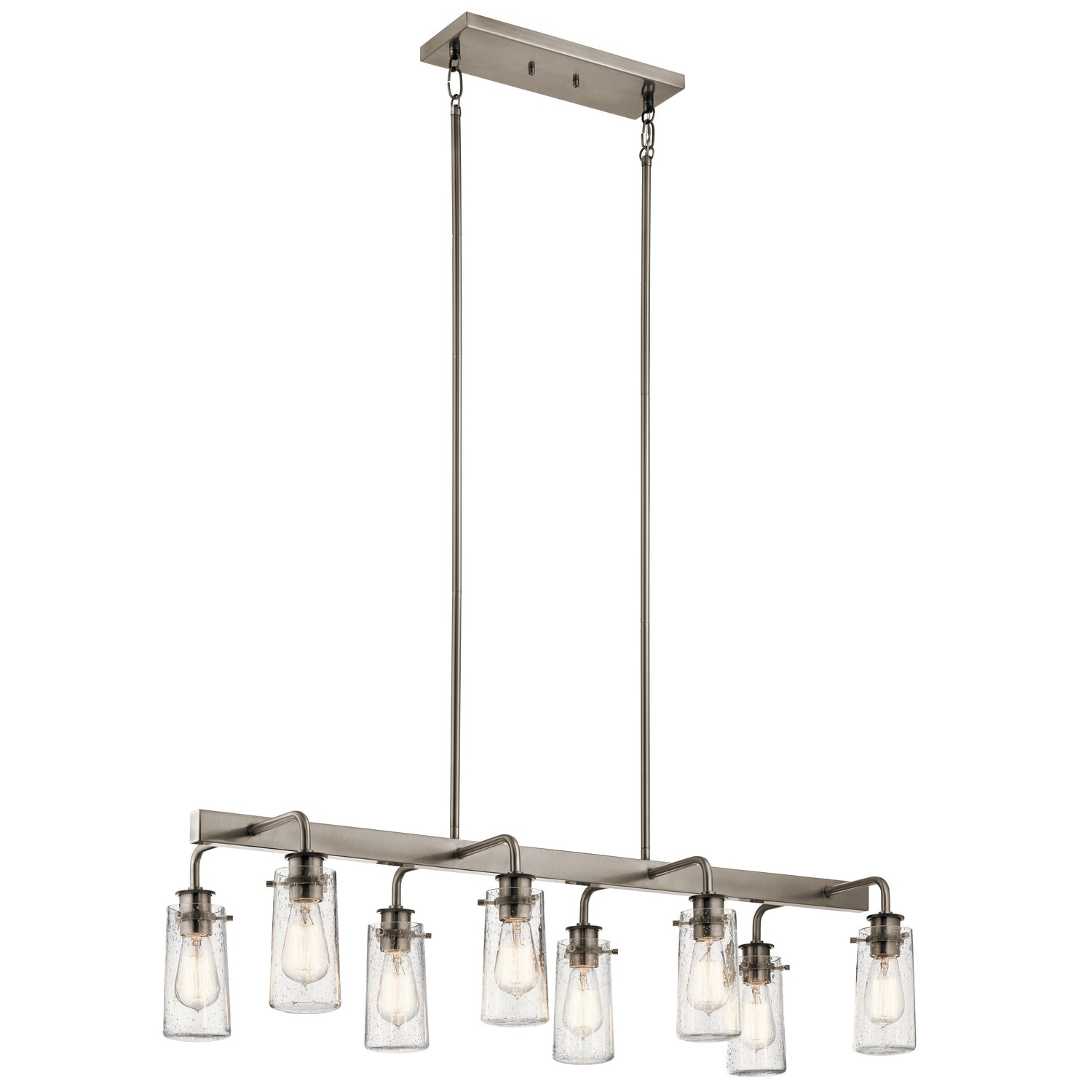 KICHLER 43457CLP Braelyn 11.25" 8 Light Linear Chandelier With Clear Seeded Glass Classic Pewter