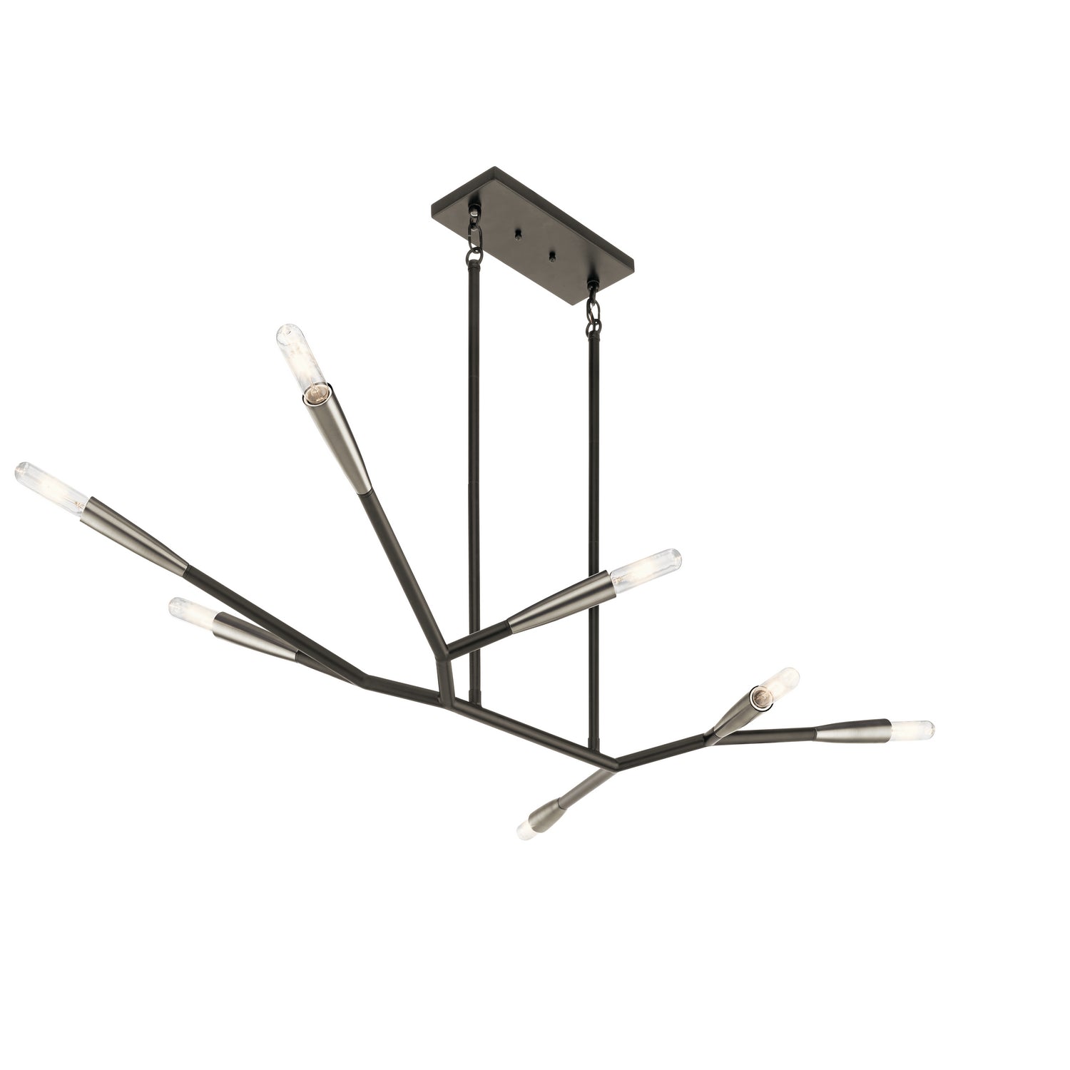 KICHLER 43795BK Branches 19.75" 7 Light Chandelier In Black With Antique Pewter Accents