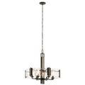 KICHLER 43895OZ Aberdeen 26" 6 Light Chandelier With Piastra Glass In Olde Bronze And Distressed Antique Gray With Rust Accents