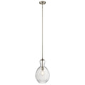 KICHLER 43953NI Riviera 16" 1 Light Pendant With Clear Ribbed Glass In Brushed Nickel