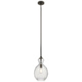 KICHLER 43953OZ Riviera 16" 1 Light Pendant With Clear Ribbed Glass In Olde Bronze