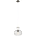 KICHLER 43955OZ Riviera 13" 1 Light Pendant With Clear Ribbed Glass In Olde Bronze