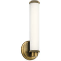 KICHLER 45686NBRLED Indeco 14.5" Led Linear Vanity Light With Satin Etched White Glass In Natural Brass