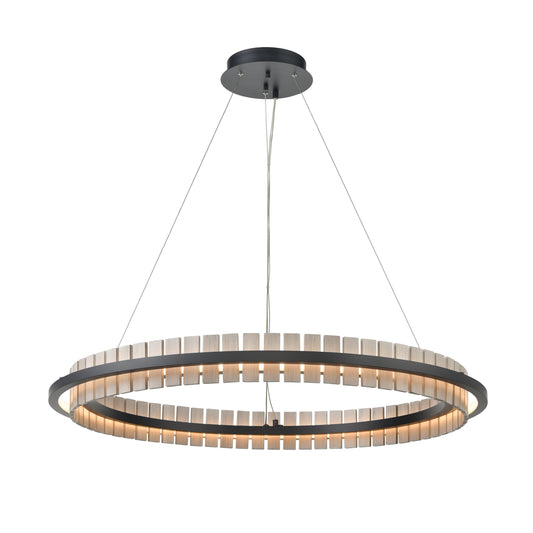 ELK SHOWROOM 81725/LED Hugo 36'' Wide Integrated LED Pendant - Matte Black with Sunbleached Oak