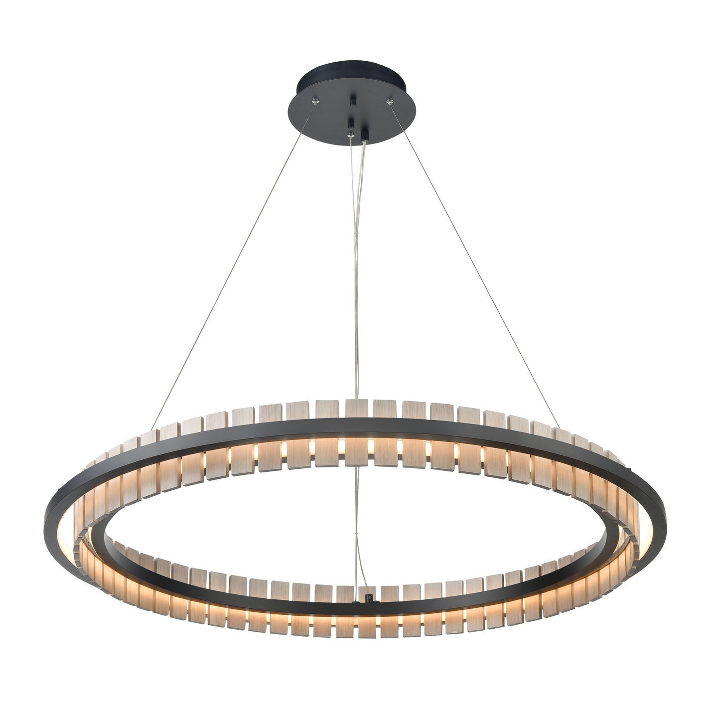 ELK SHOWROOM 81725/LED Hugo 36'' Wide Integrated LED Pendant - Matte Black with Sunbleached Oak