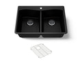 KOHLER K-8185-1-CM1 Kennon 33" Top-/Undermount Double-Bowl Kitchen Sink - Matte Black