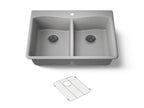 KOHLER K-8185-1-CM4 Kennon 33" Top-/Undermount Double-Bowl Kitchen Sink - Matte Grey