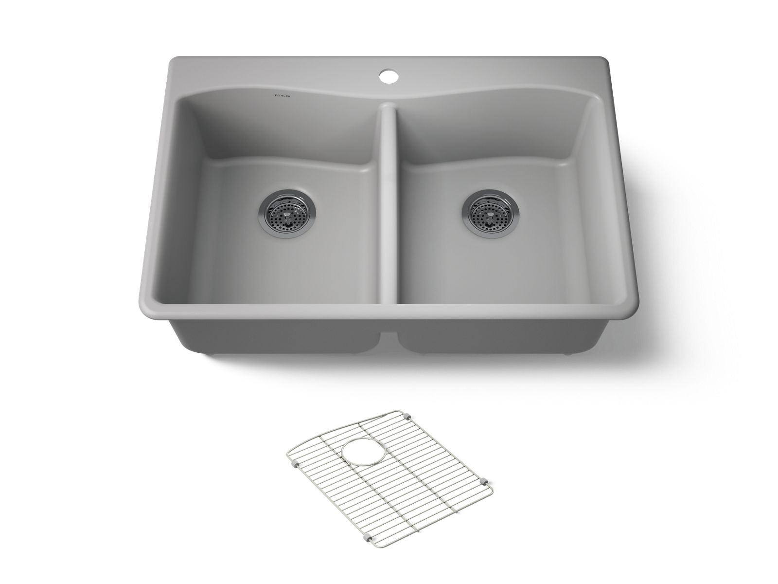 KOHLER K-8185-1-CM4 Kennon 33" Top-/Undermount Double-Bowl Kitchen Sink - Matte Grey