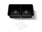 KOHLER K-8199-CM1 Cairn 33-1/2" Undermount Double-Bowl Kitchen Sink - Matte Black