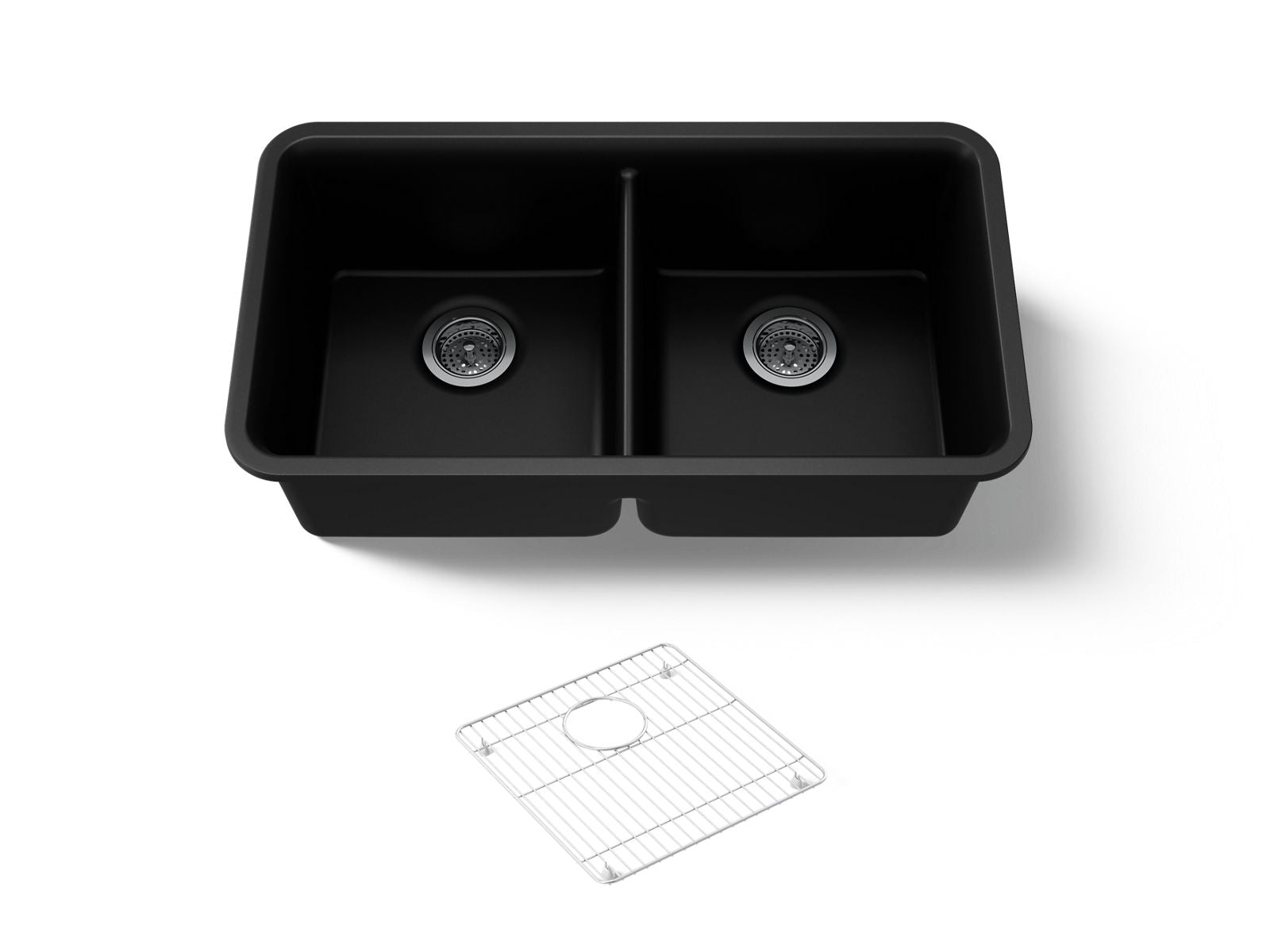KOHLER K-8199-CM1 Cairn 33-1/2" Undermount Double-Bowl Kitchen Sink - Matte Black