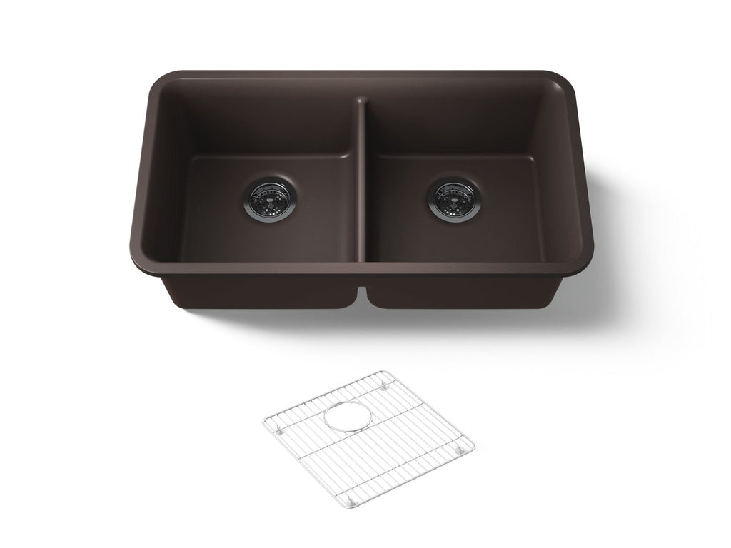 KOHLER K-8199-CM2 Cairn 33-1/2" Undermount Double-Bowl Kitchen Sink - Matte Brown