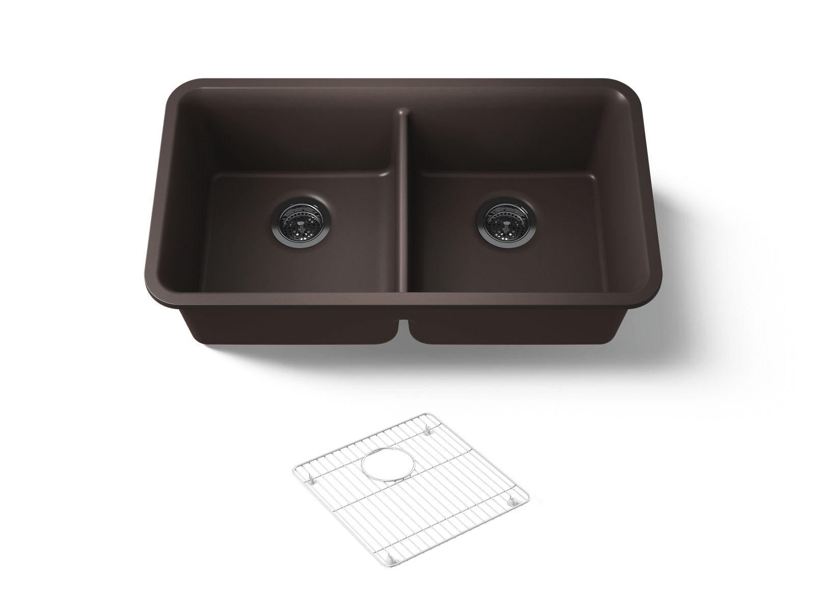 KOHLER K-8199-CM2 Cairn 33-1/2" Undermount Double-Bowl Kitchen Sink - Matte Brown