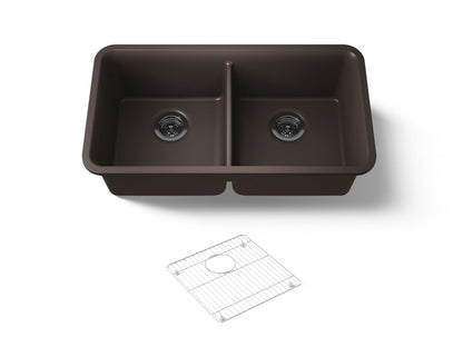 KOHLER K-8199-CM2 Cairn 33-1/2" undermount double-bowl kitchen sink - Matte Brown