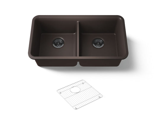 KOHLER K-8199-CM2 Cairn 33-1/2" undermount double-bowl kitchen sink - Matte Brown