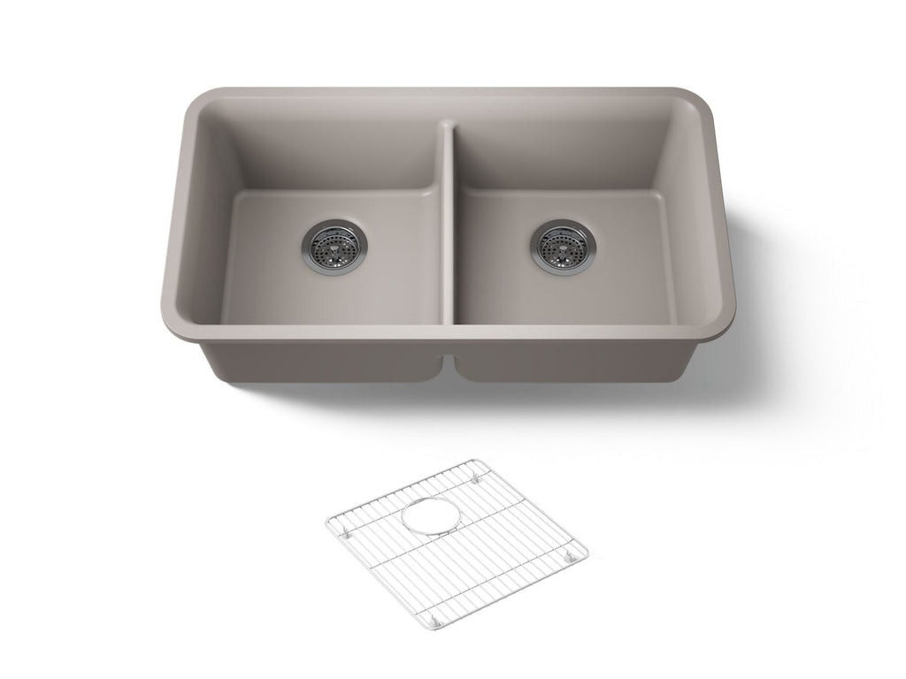 KOHLER K-8199-CM3 Cairn 33-1/2" Undermount Double-Bowl Kitchen Sink - Matte Taupe