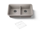KOHLER K-8199-CM3 Cairn 33-1/2" Undermount Double-Bowl Kitchen Sink - Matte Taupe