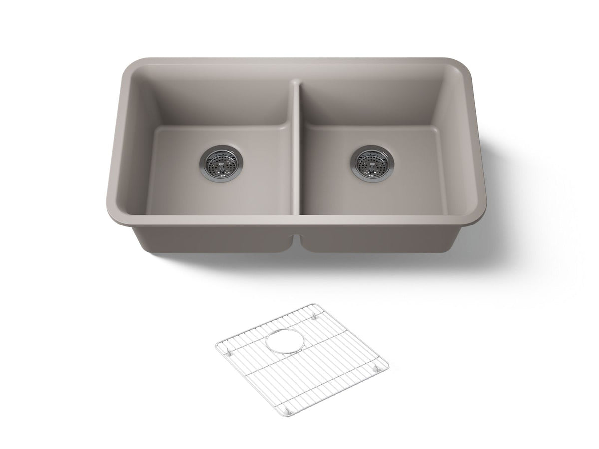 KOHLER K-8199-CM3 Cairn 33-1/2" Undermount Double-Bowl Kitchen Sink - Matte Taupe