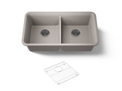 KOHLER K-8199-CM3 Cairn 33-1/2" undermount double-bowl kitchen sink - Matte Taupe