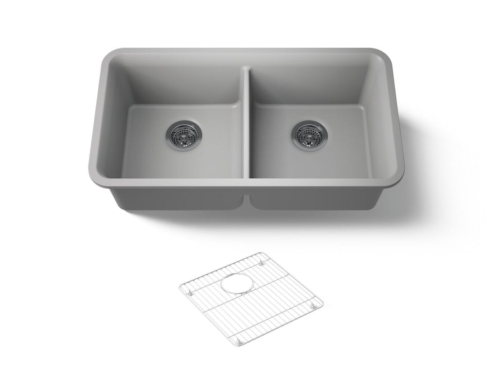 KOHLER K-8199-CM4 Cairn 33-1/2" Undermount Double-Bowl Kitchen Sink - Matte Grey