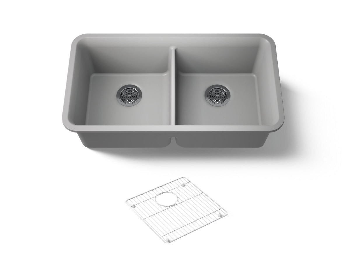 KOHLER K-8199-CM4 Cairn 33-1/2" Undermount Double-Bowl Kitchen Sink - Matte Grey