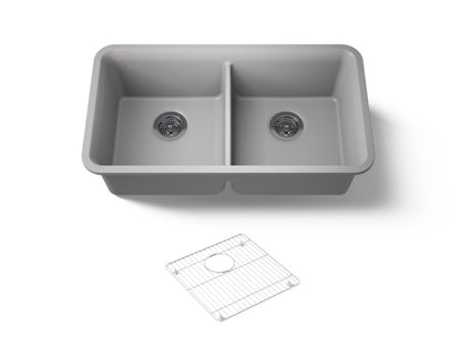 KOHLER K-8199-CM4 Cairn 33-1/2" undermount double-bowl kitchen sink - Matte Grey