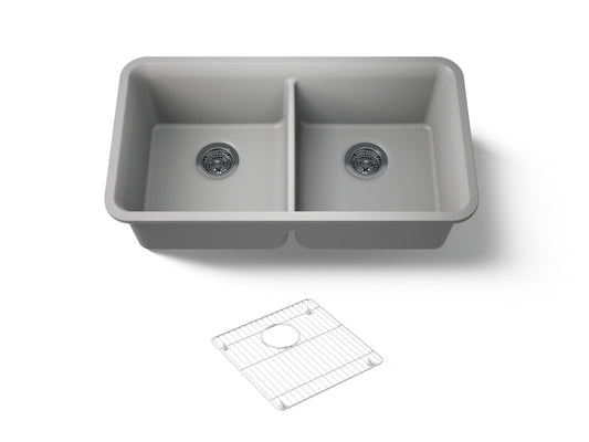 KOHLER K-8199-CM4 Cairn 33-1/2" undermount double-bowl kitchen sink - Matte Grey