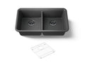 KOHLER K-8199-CM7 Cairn 33-1/2" Undermount Double-Bowl Kitchen Sink - Matte Graphite