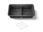 KOHLER K-8199-CM7 Cairn 33-1/2" Undermount Double-Bowl Kitchen Sink - Matte Graphite