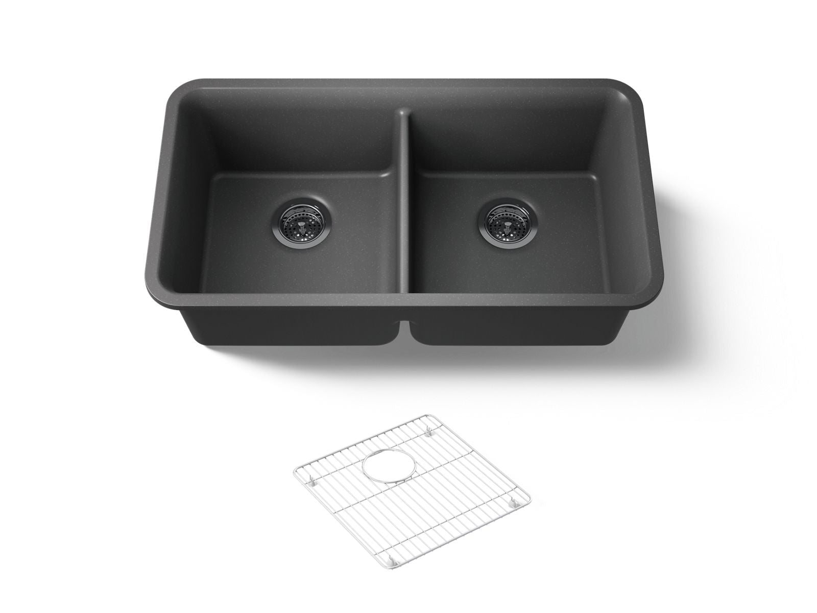 KOHLER K-8199-CM7 Cairn 33-1/2" Undermount Double-Bowl Kitchen Sink - Matte Graphite