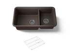 KOHLER K-8204-CM2 Cairn 33-1/2" Undermount Double-Bowl Kitchen Sink - Matte Brown