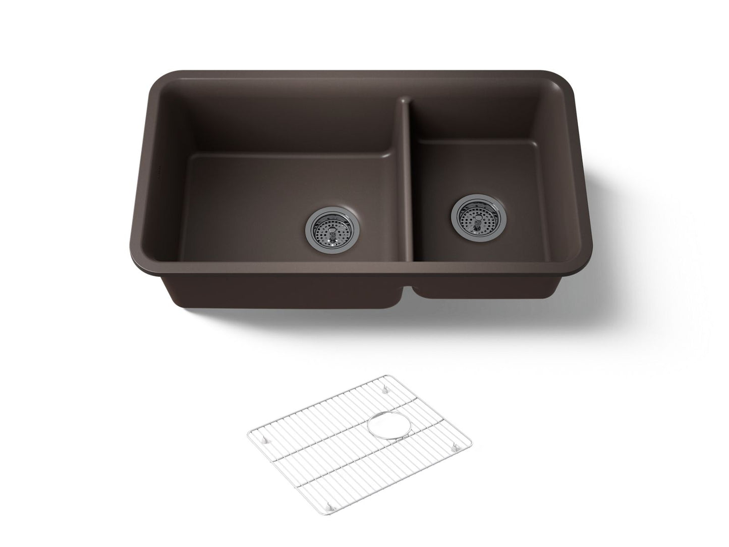 KOHLER K-8204-CM2 Cairn 33-1/2" undermount double-bowl kitchen sink - Matte Brown